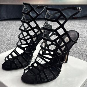 GUC Steve Madden Slithur Black Strappy Heels Size 6